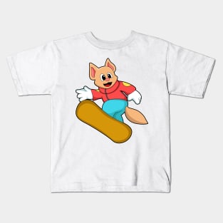 Cat at Snowboard Sports Kids T-Shirt